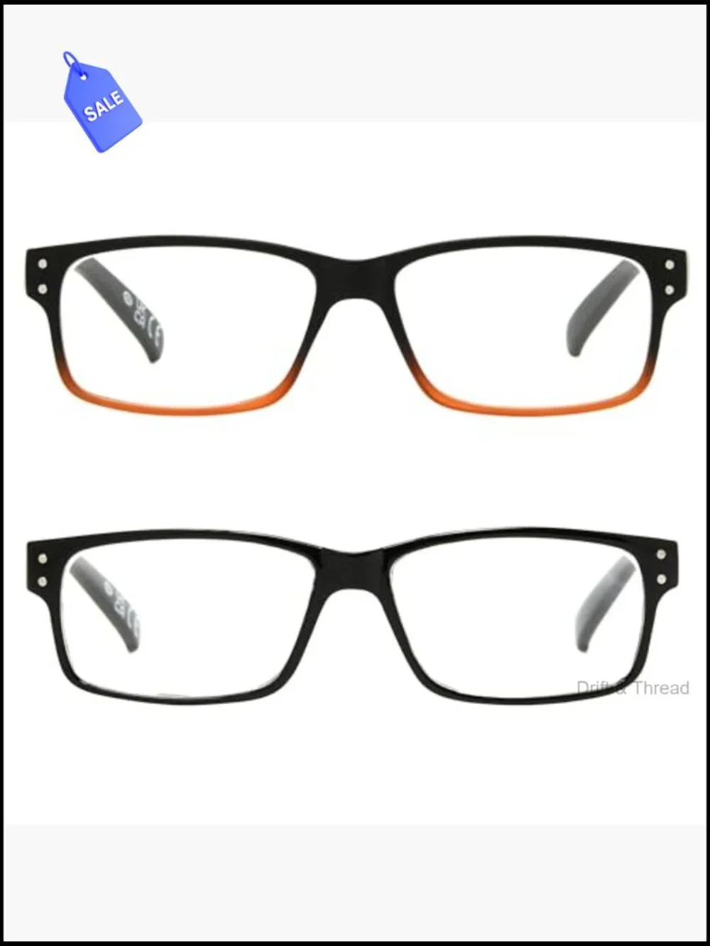 2-Pack Reading Glasses Square Spring Hinge Case Included